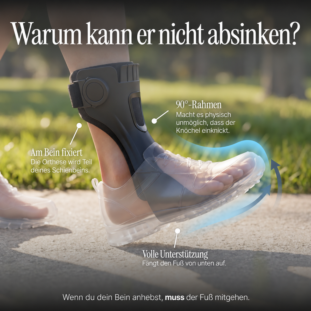Foot Drop Walking Support — 90-Grad-Rahmen und Fußunterstützung — DE