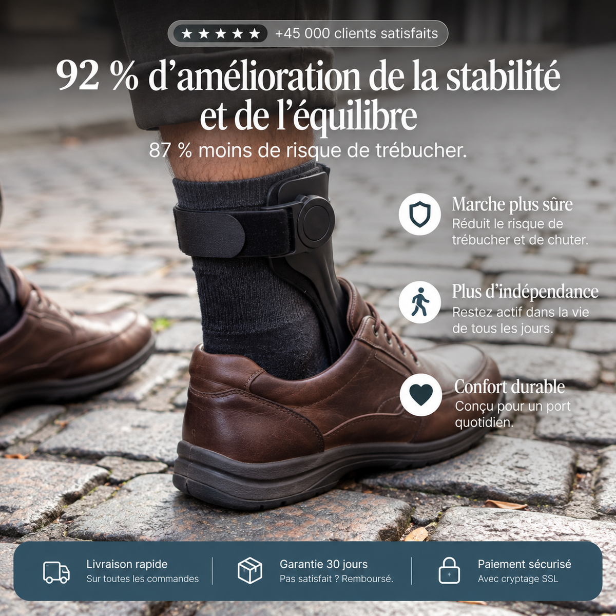 Foot Drop Brace — stabilité, équilibre et marche plus sûre — FR