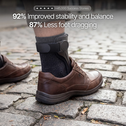 Foot Drop Brace worn with shoe highlighting stability and reduced foot dragging