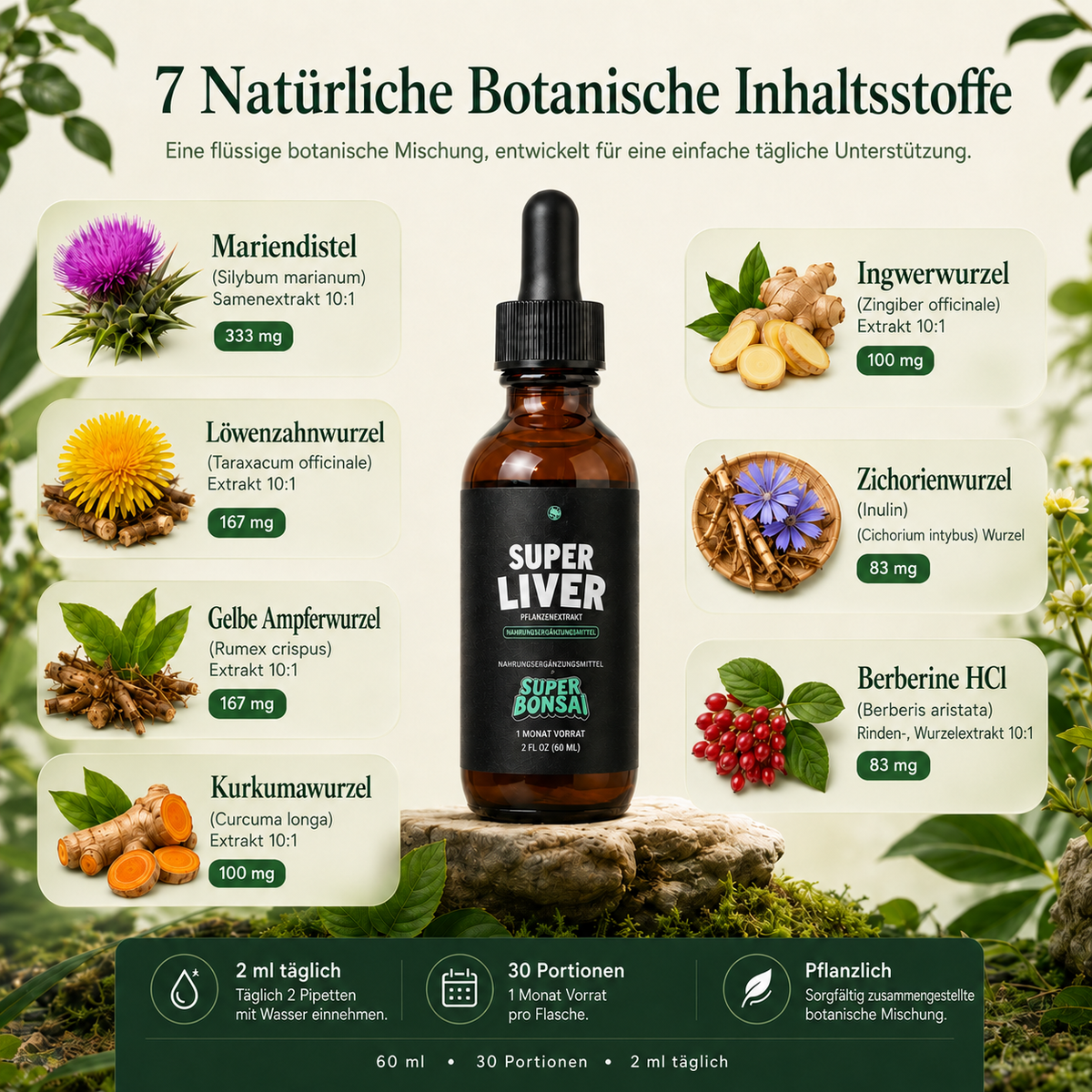 Super Liver – 7 natürliche botanische Inhaltsstoffe
